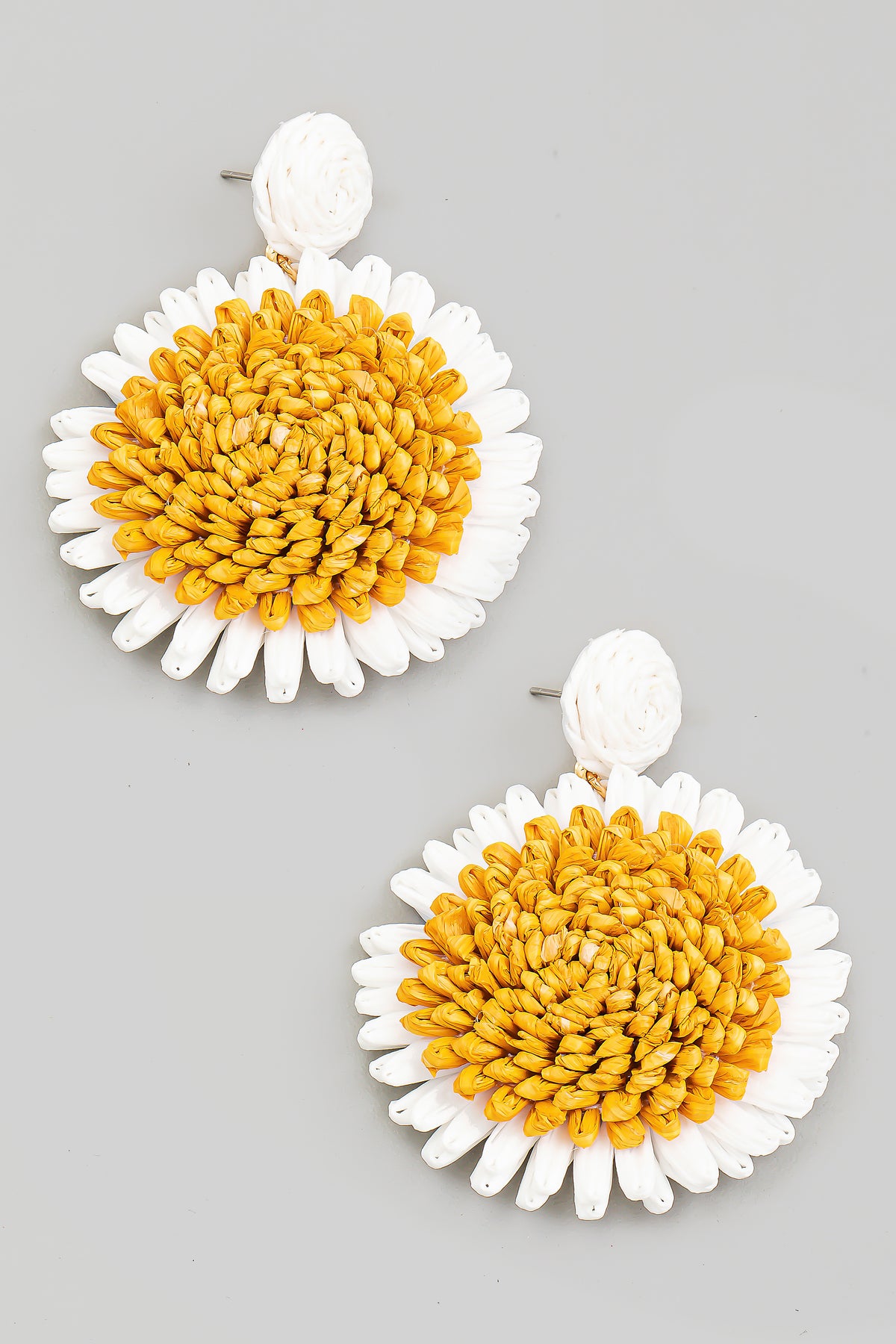 Raffia Sun Flower Earrings