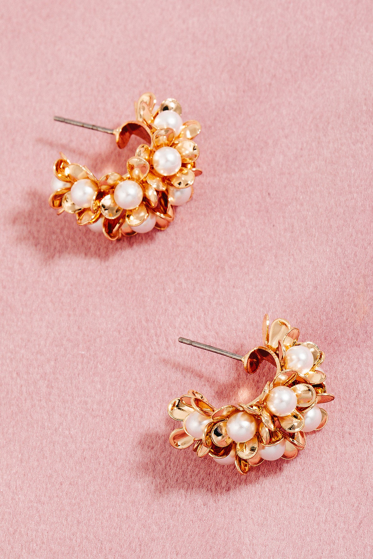Pearl Beaded Flower Hoops