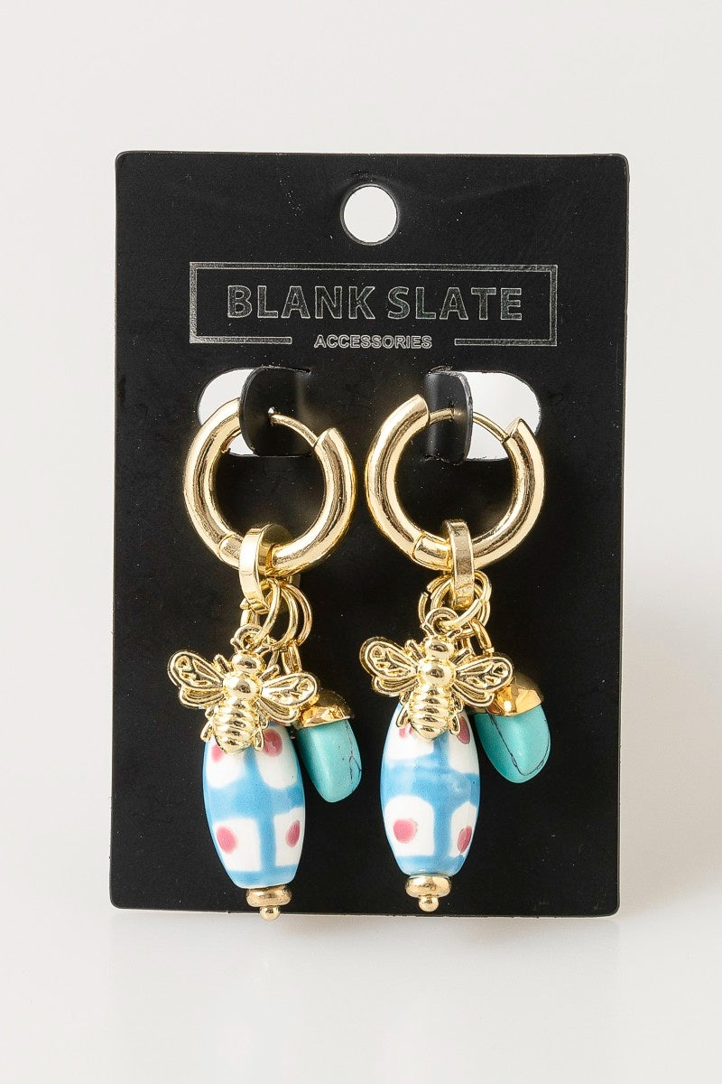 Bee Stone Charm Earrings