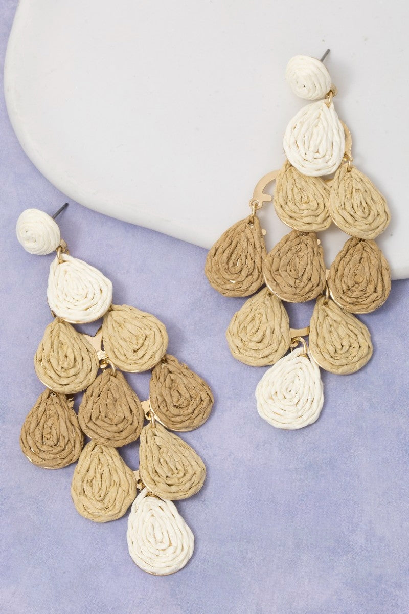 Straw Teardrop Chandelier Earring