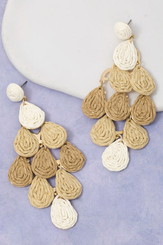 Straw Teardrop Chandelier Earring