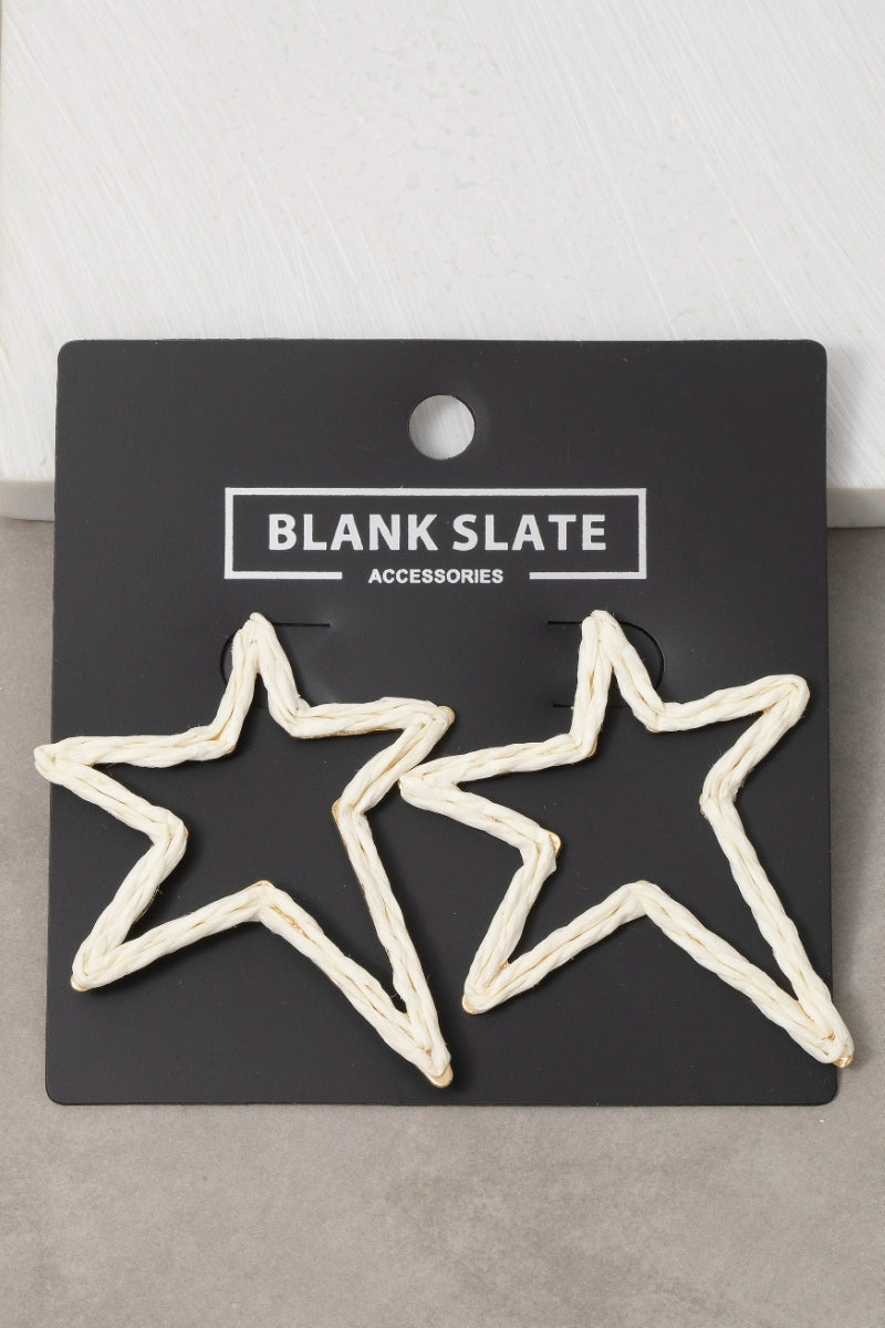 Straw Weave Star Stud Earrings