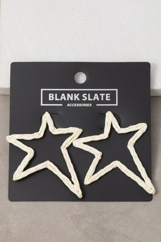 Straw Weave Star Stud Earrings