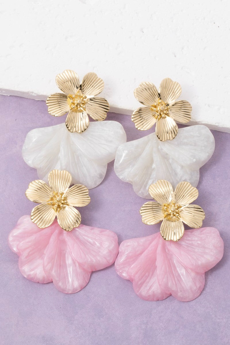 Resin Flower Dangle Earring