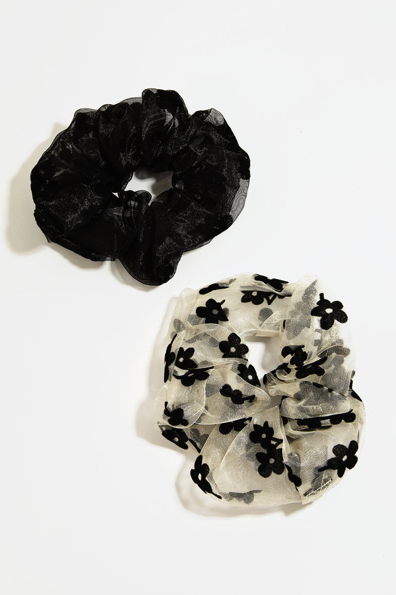 Flower Print Scrunchie Set