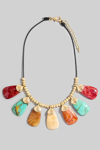 Resin Stone Dangle Statement Necklace