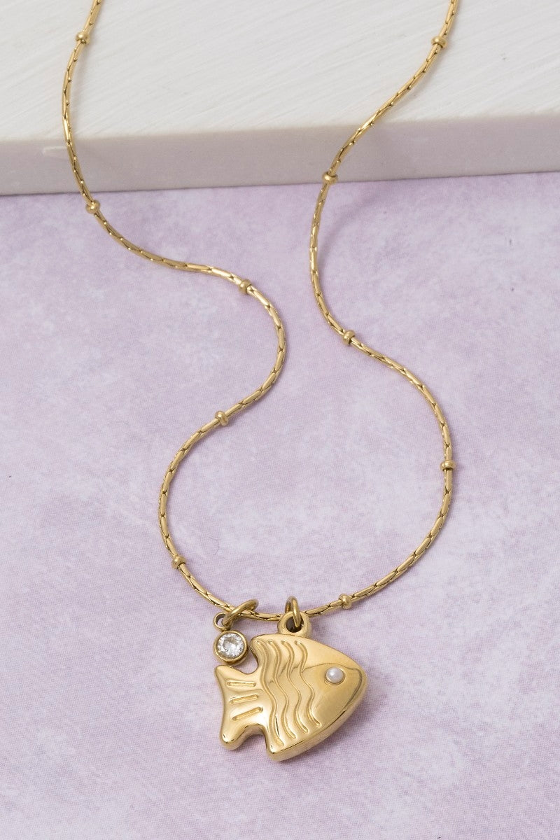 Stainless Steel Fish Pendant Necklace
