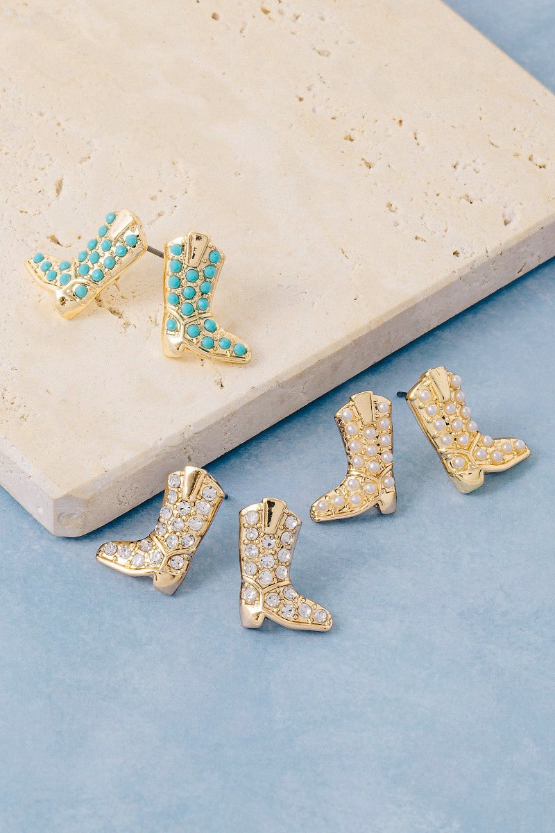 Pave Cowboy Boot Earrings