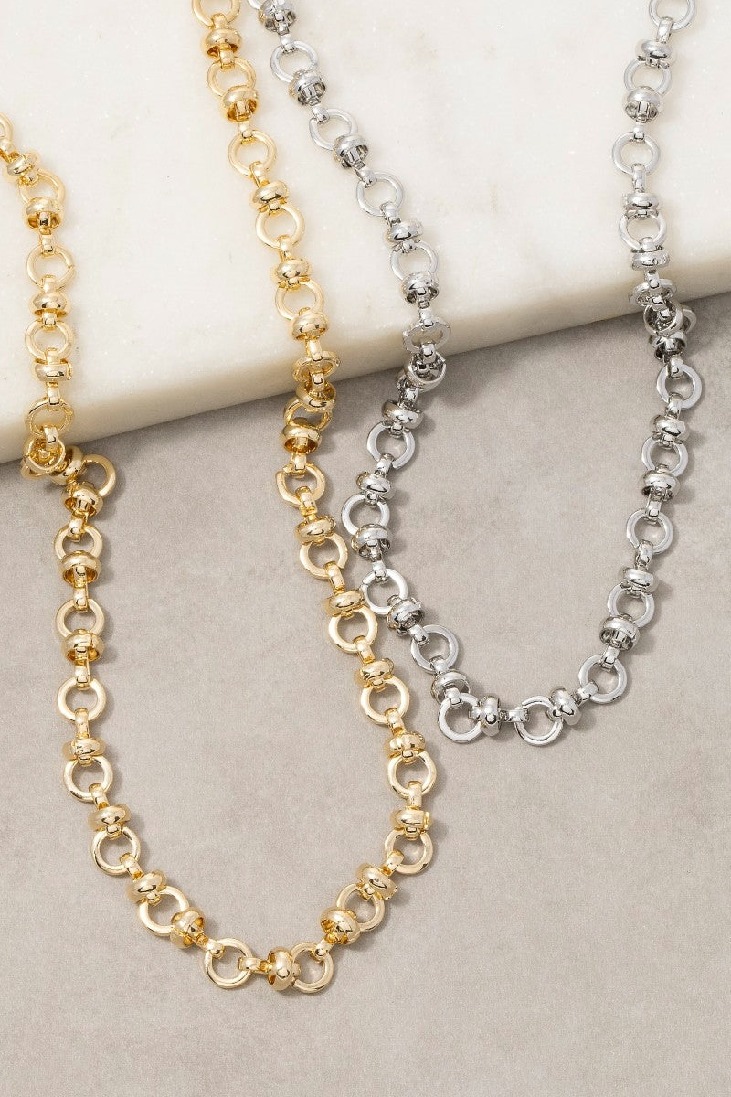 Circle Link Chain Necklace (Gold)