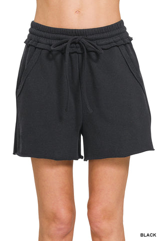 Fleece Raw Hem Shorts