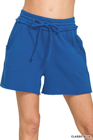 Fleece Raw Hem Shorts
