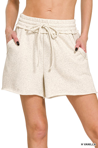Fleece Raw Hem Shorts