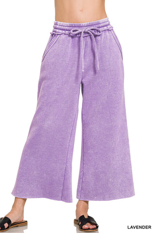Cropped Acid Wash Fleece Sweatpants