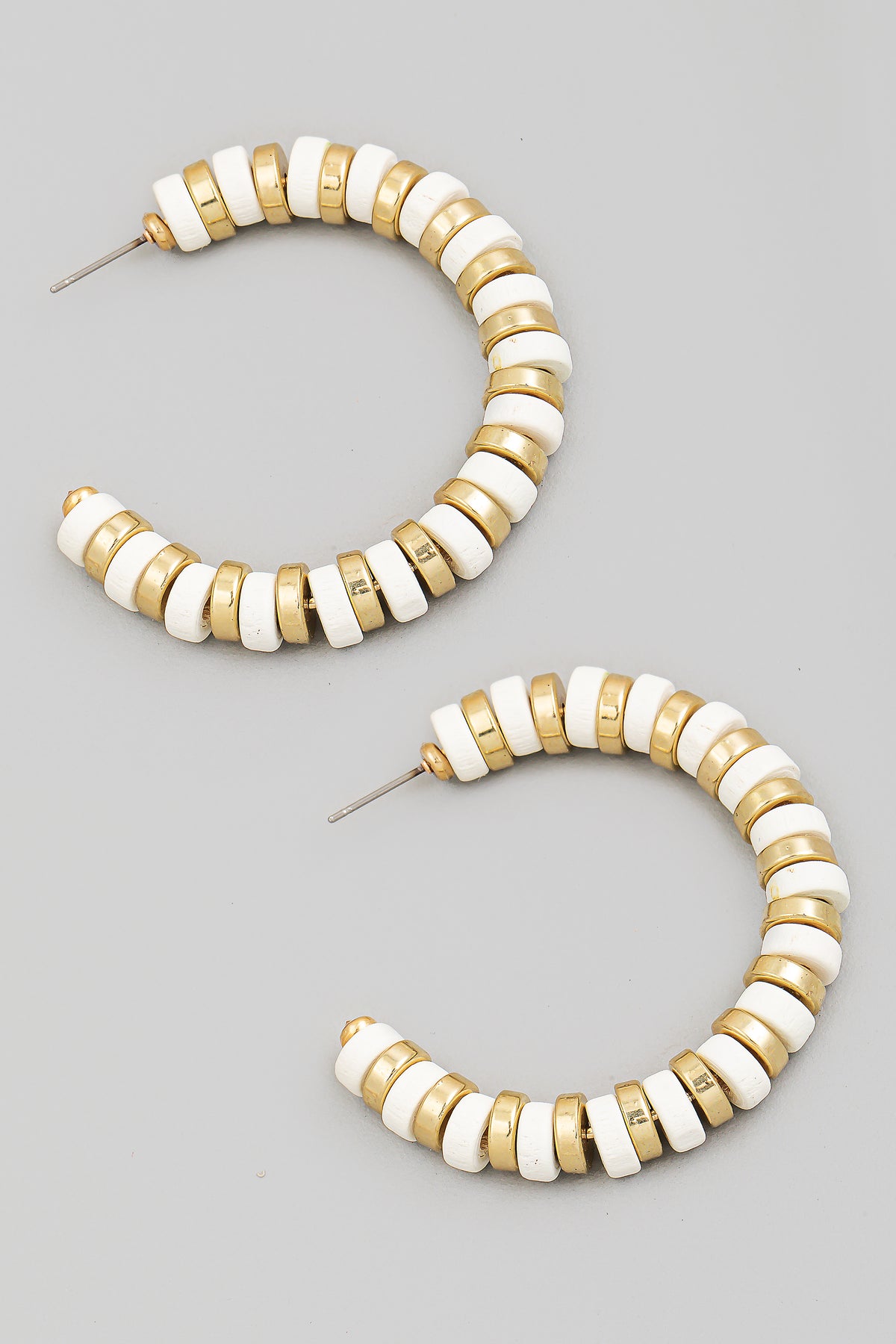 Metallic & Matte Beaded Hoop Earrings