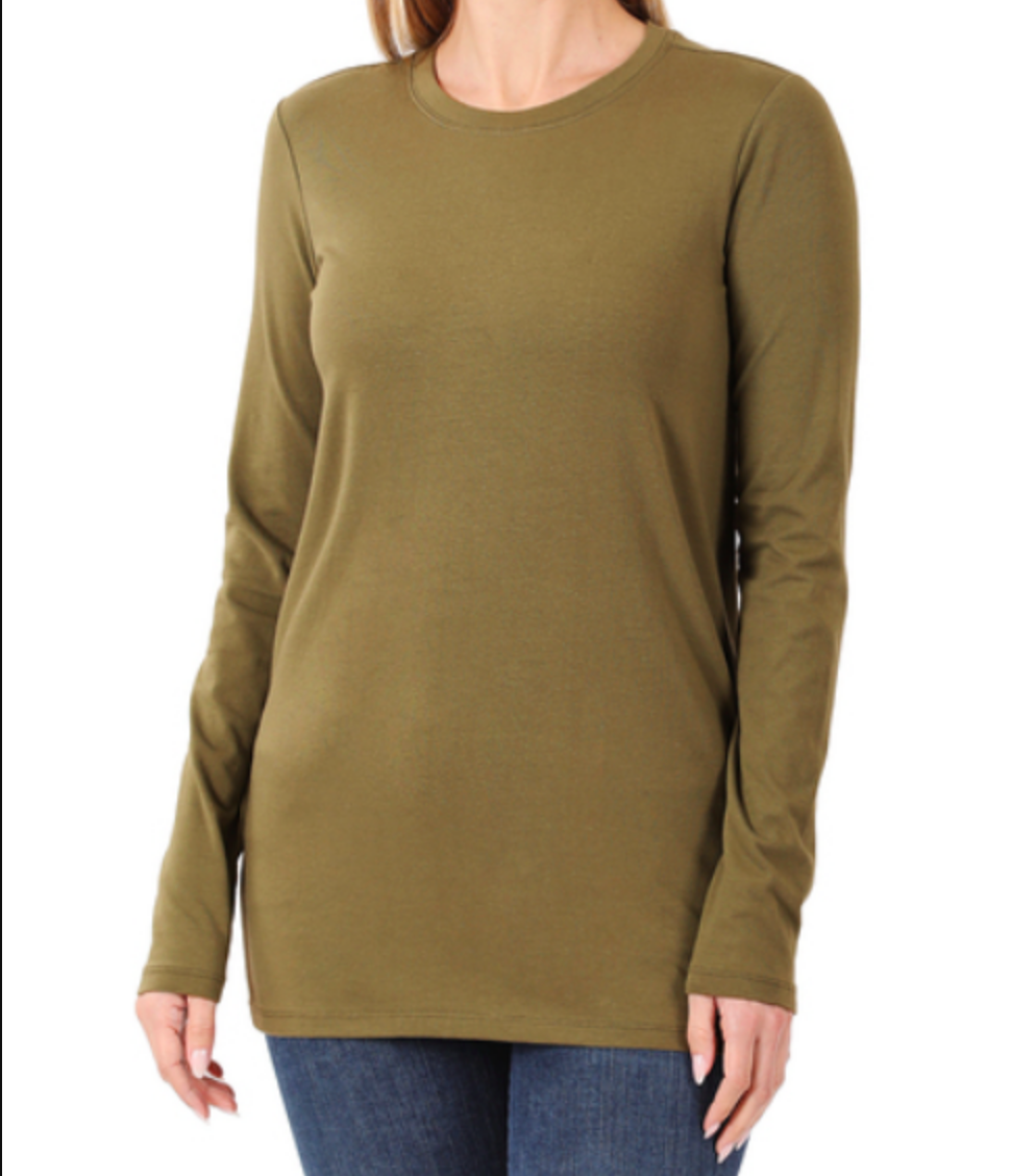 Olive Green Long Sleeve Top