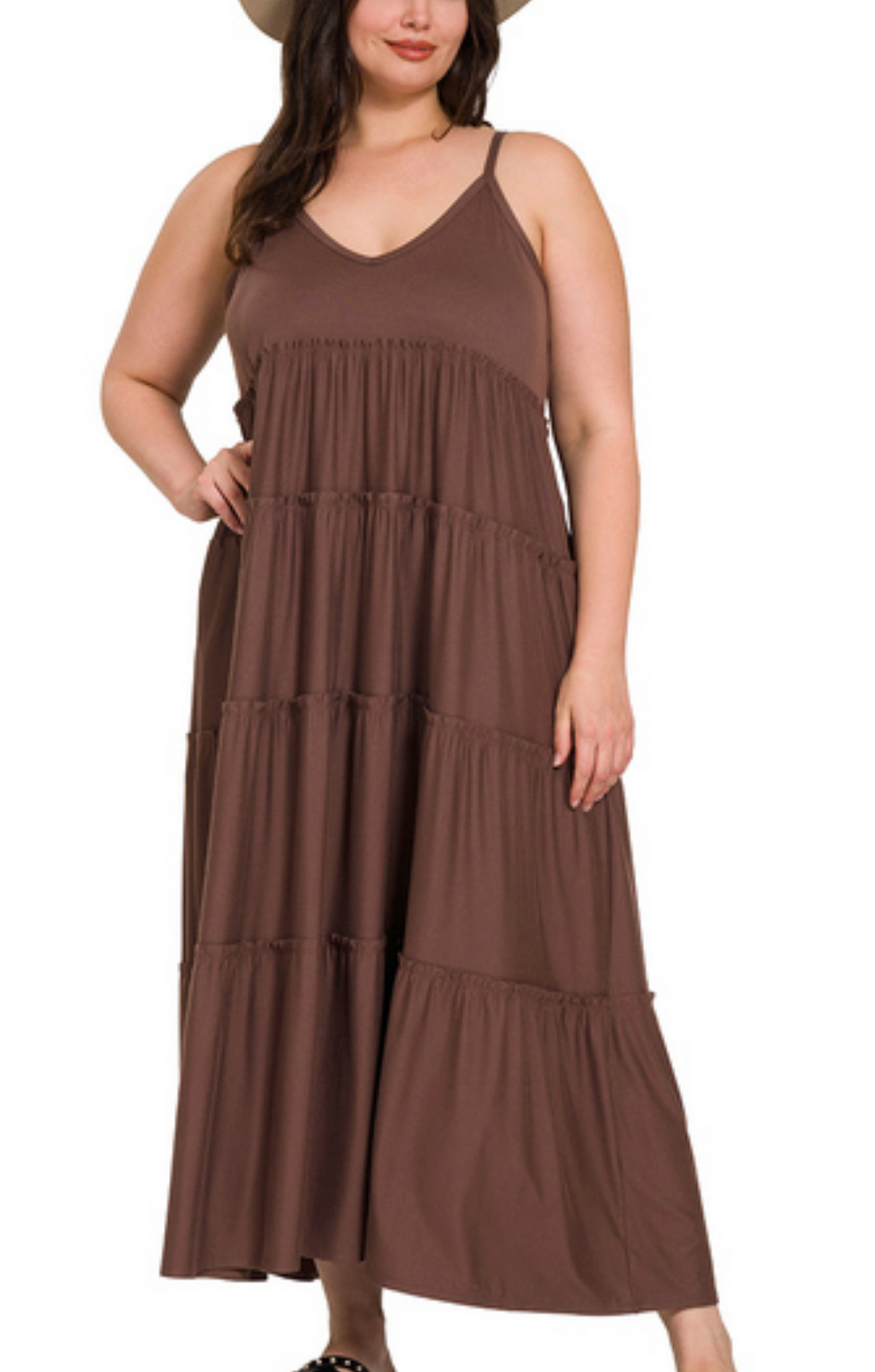 V-Neck Cami Maxi Tiered Dress
