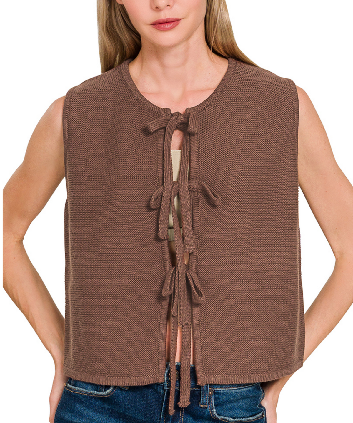 Tie Front Sweater Vest