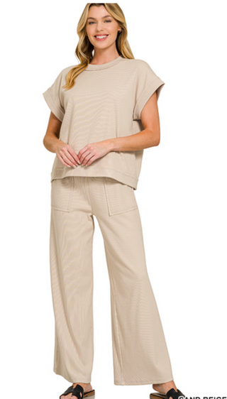Ribbed Short Sleeve Tee & Pant Set