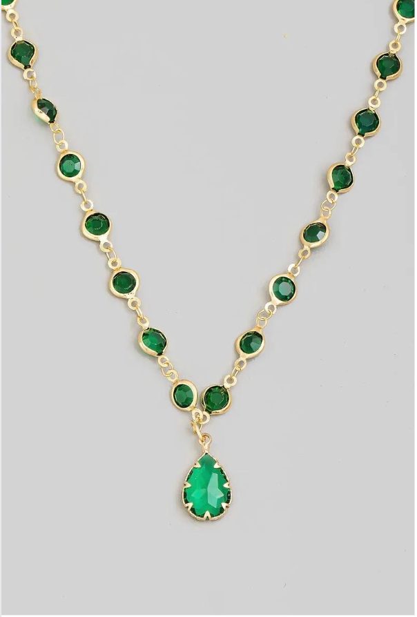 Rhinestone Pendant and Chain Necklace