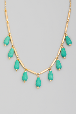 Wooden Bead Fringe Necklace