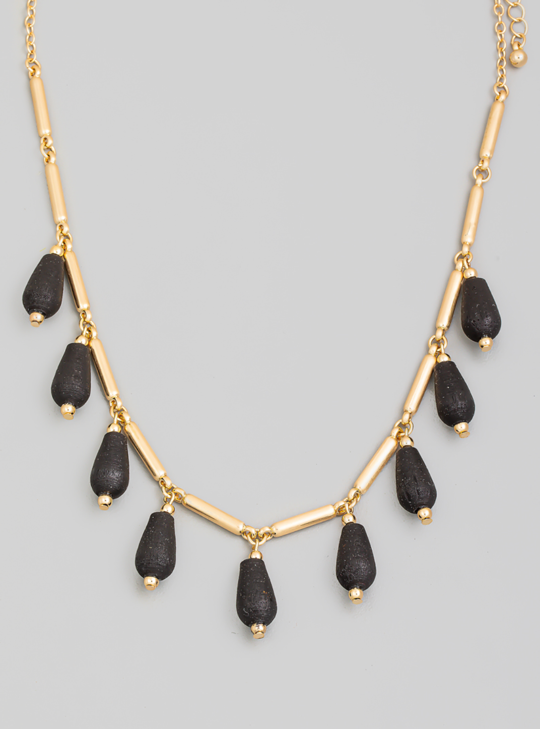Wooden Bead Fringe Necklace