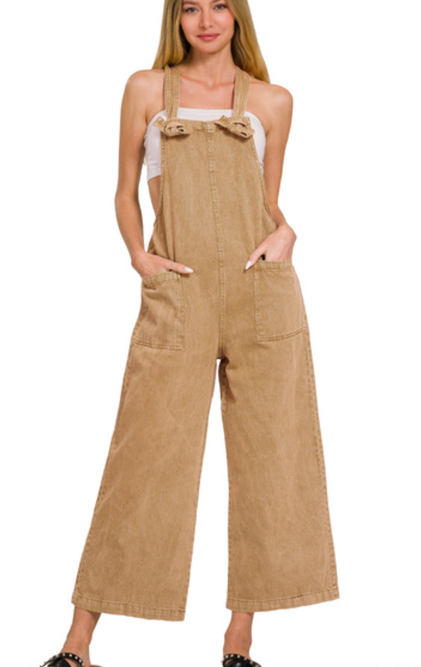 Washed Knot Strap Jumpsuit