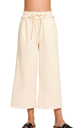 Cropped Acid Wash Fleece Sweatpants