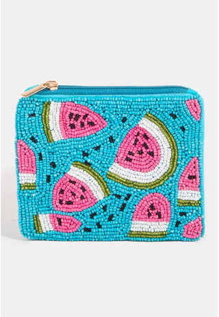 Watermelon Seed Beaded Coin Purse