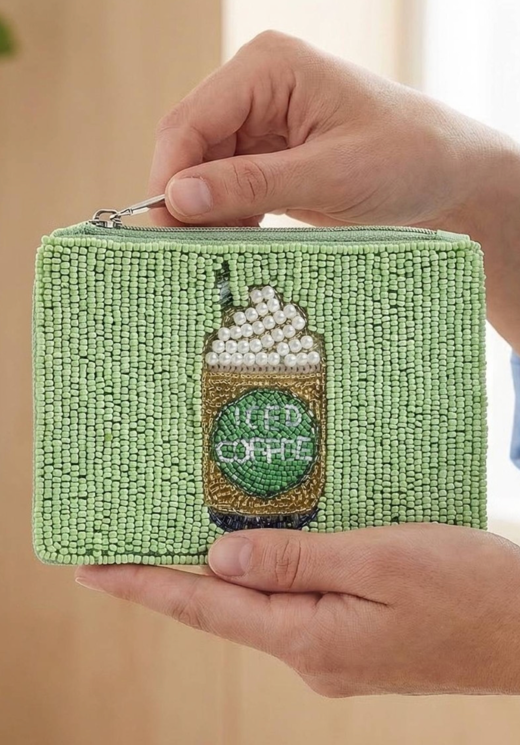 Ice Coffee Beaded Coin Purse