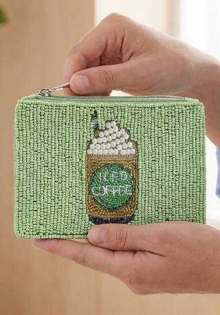 Ice Coffee Beaded Coin Purse