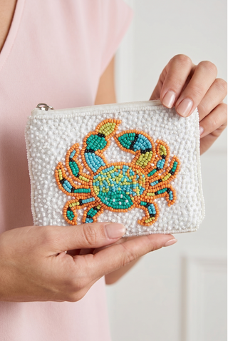 Colorful Crab Beaded Coin Purse