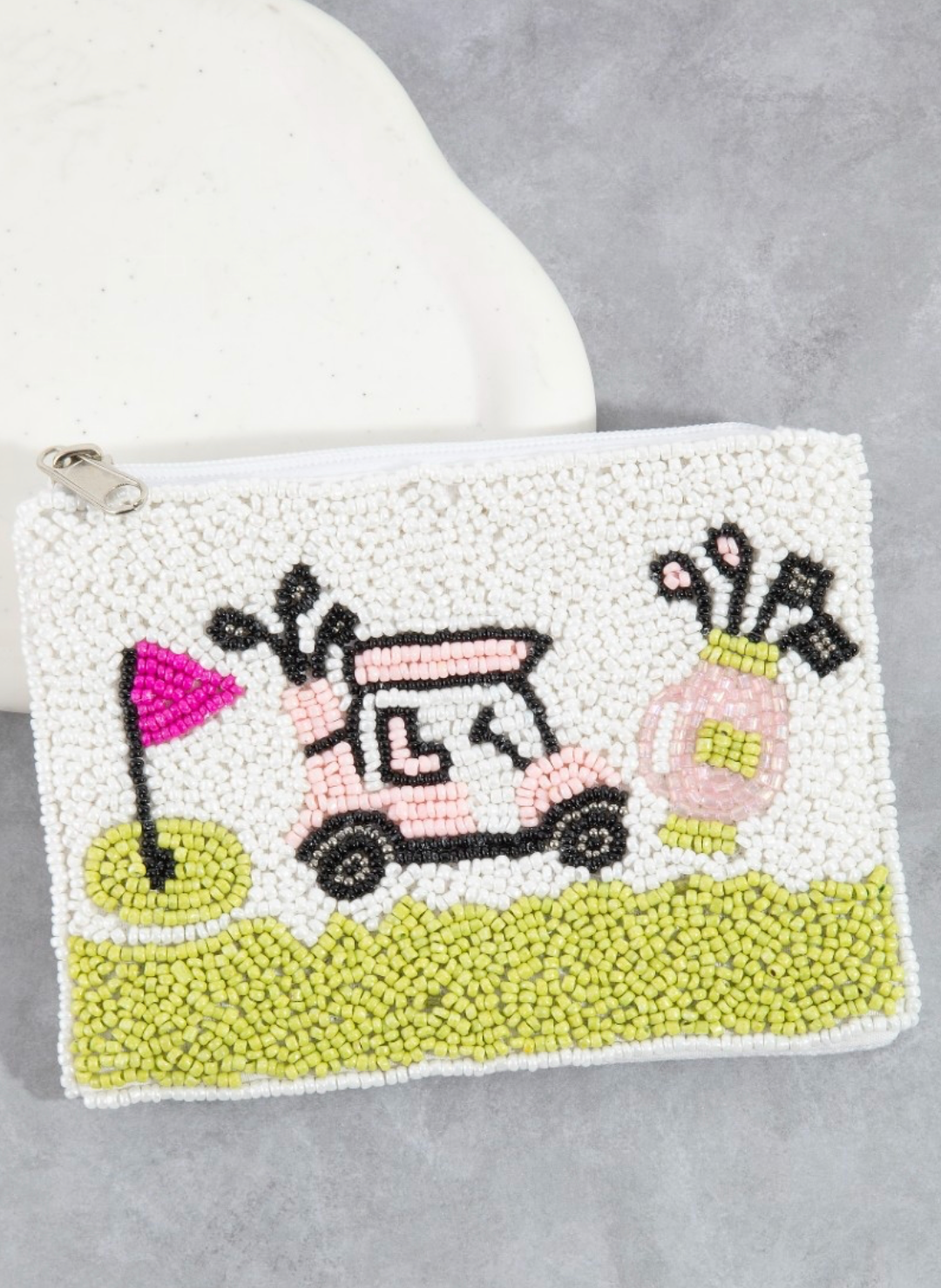 Golf Cart Beaded Coin Purse