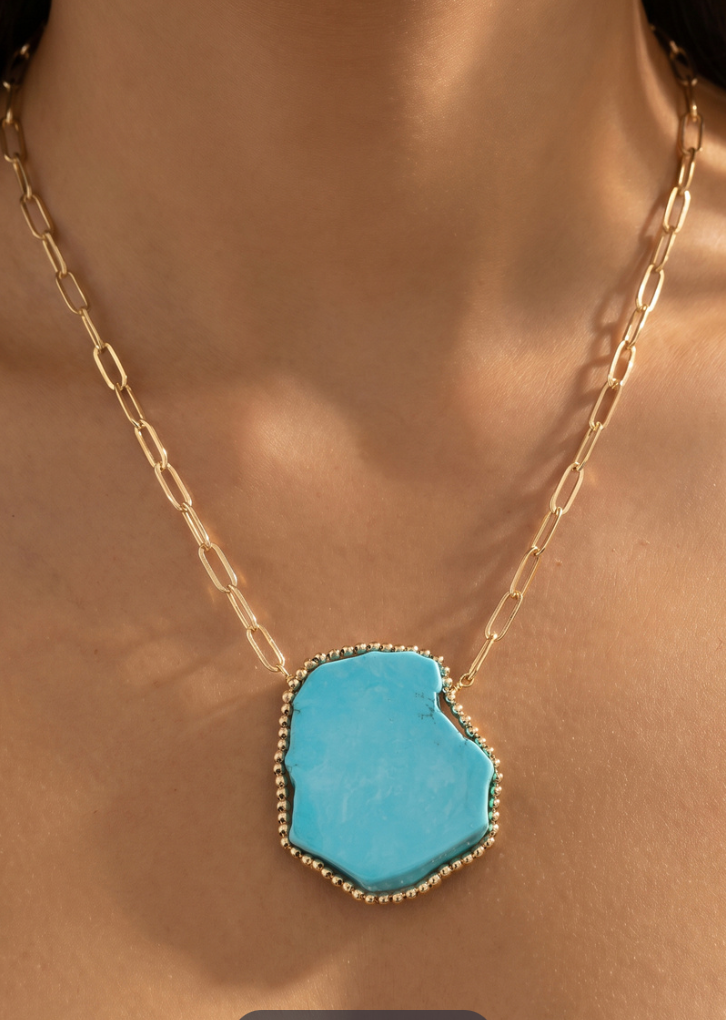 Turquoise Slab Pendant Necklace