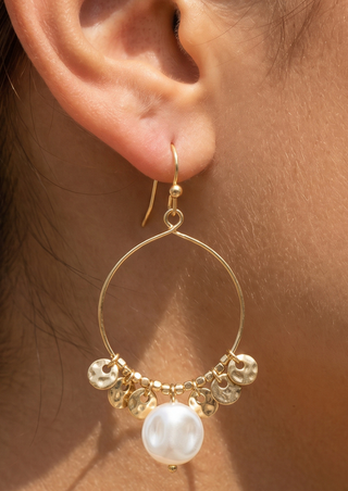 Pearl & Disc Charm Earring