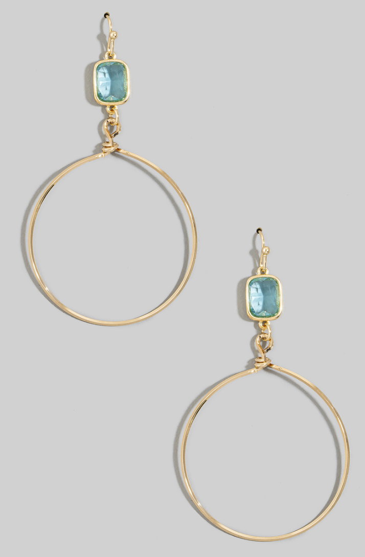 Glass Stone Bezel Teardrop Earring