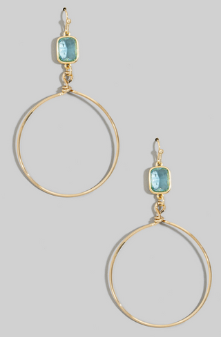Glass Stone Bezel Teardrop Earring