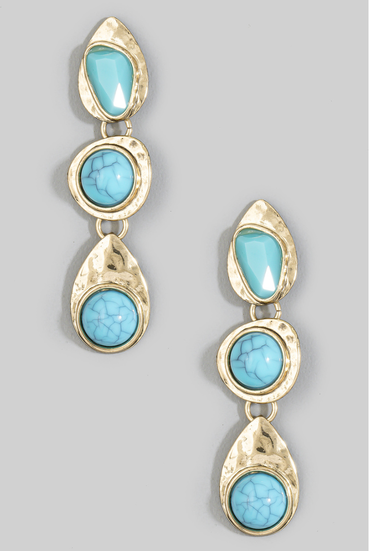 Triple Tier Cabochon Earrings