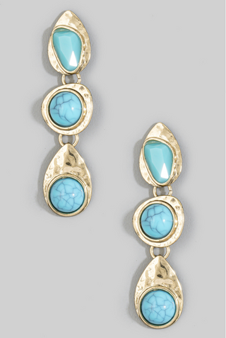Triple Tier Cabochon Earrings
