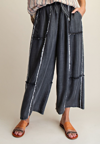 Washed Chambray Denim Crop