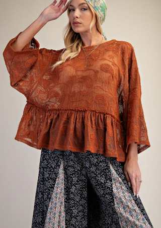 Lace Ruffle Hem Top