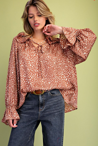 Deer Printed Satin Blouse