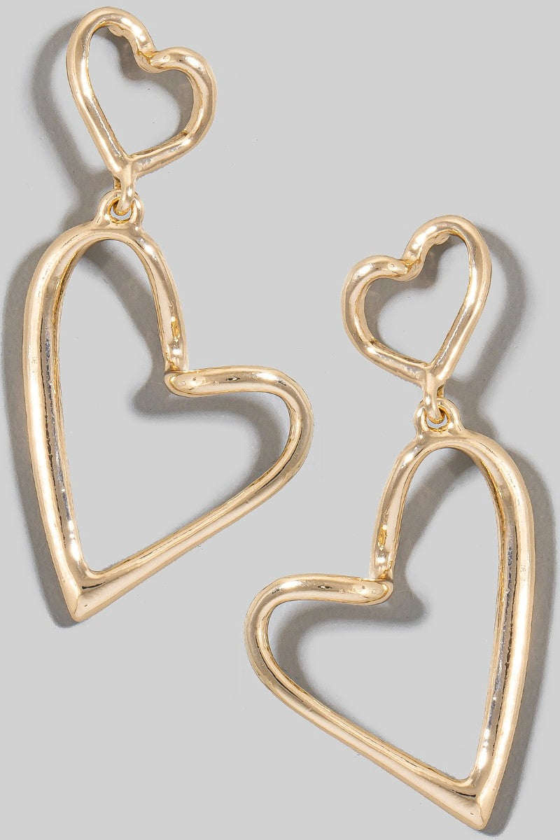 Double Heart Dangle Earrings