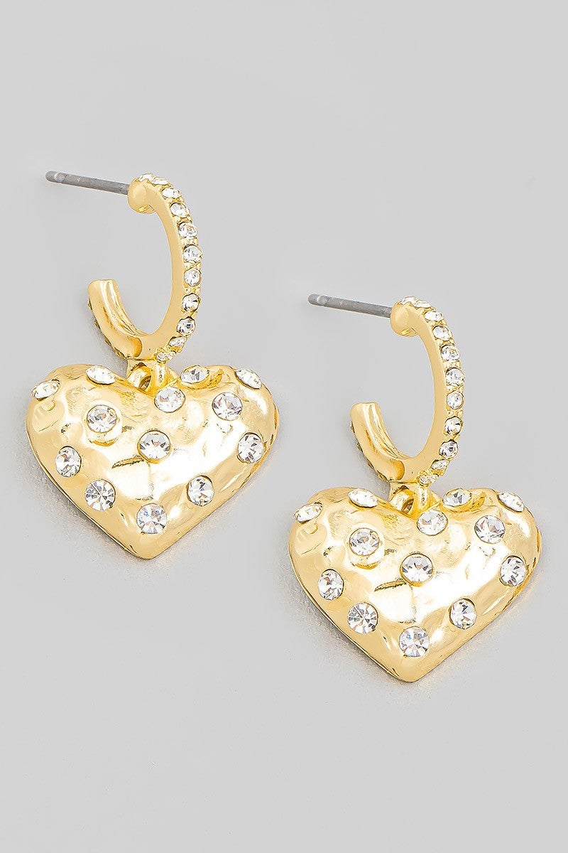 Rhinestone Heart Huggie