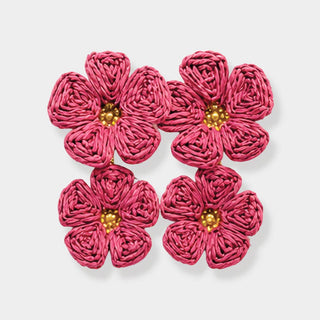 Woven Raffia Flower Statement Earrings