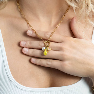 Gold Paperclip Carabiner Charm Holder Necklace