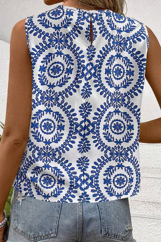 Vintage Print Pintuck Tank
