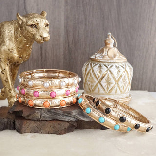 Slim Cabochon Eternity Bangle