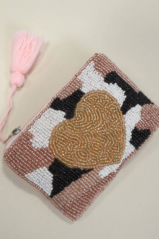 Heart Seed Beaded Coin Purse