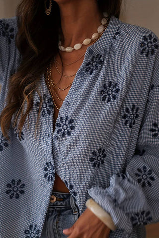 Printed Checkered  Button Shirt