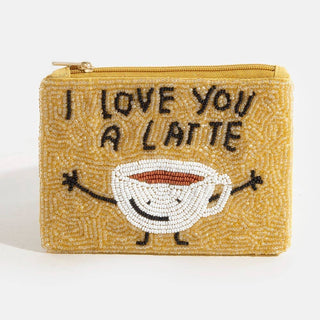 Love You A Latte Seed Beaded Coin Purse